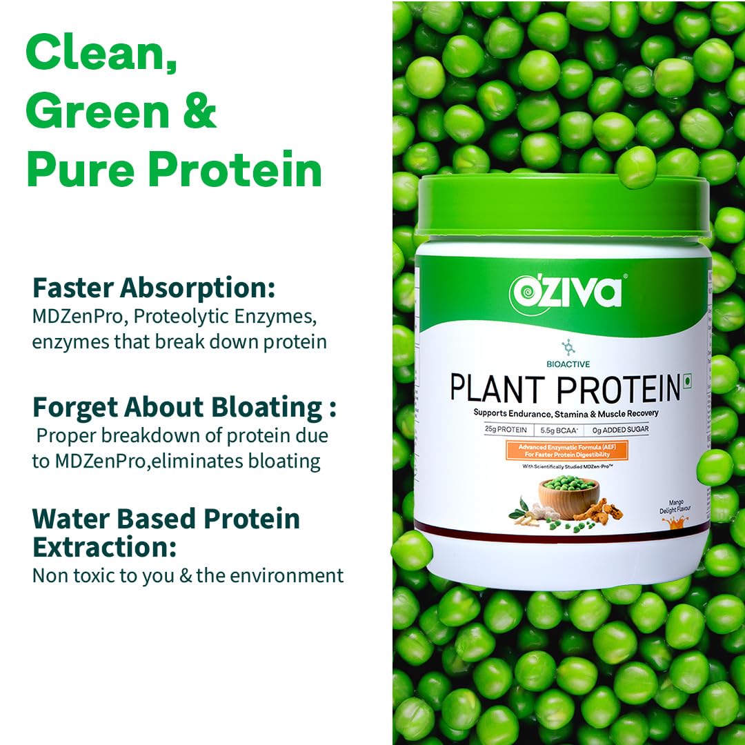 Buy OZiva Bioactive Plant Protein Rich Chocolate Flavour Powder, 500 gm ...