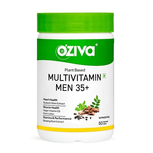 Oziva Plant Based Multivitamin for 35+ Men, 50 Tablets, Pack of 1