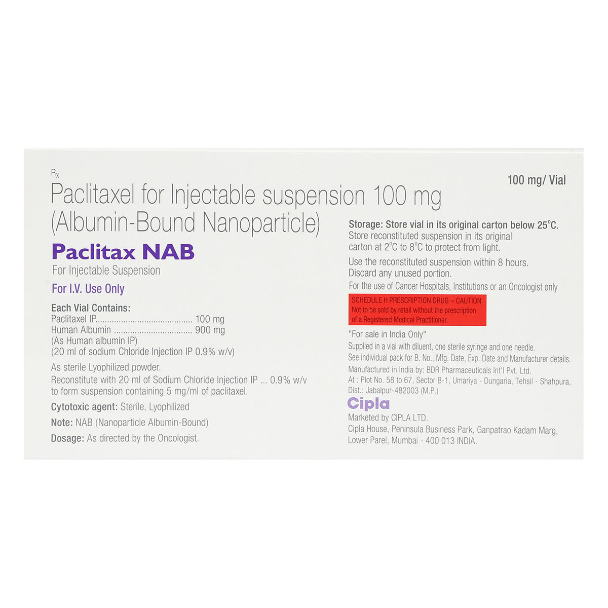 PACLITAX NAB INJECTION, Pack of 1 INJECTION PACLITAX NAB INJECTION, Pack of 1 INJECTION