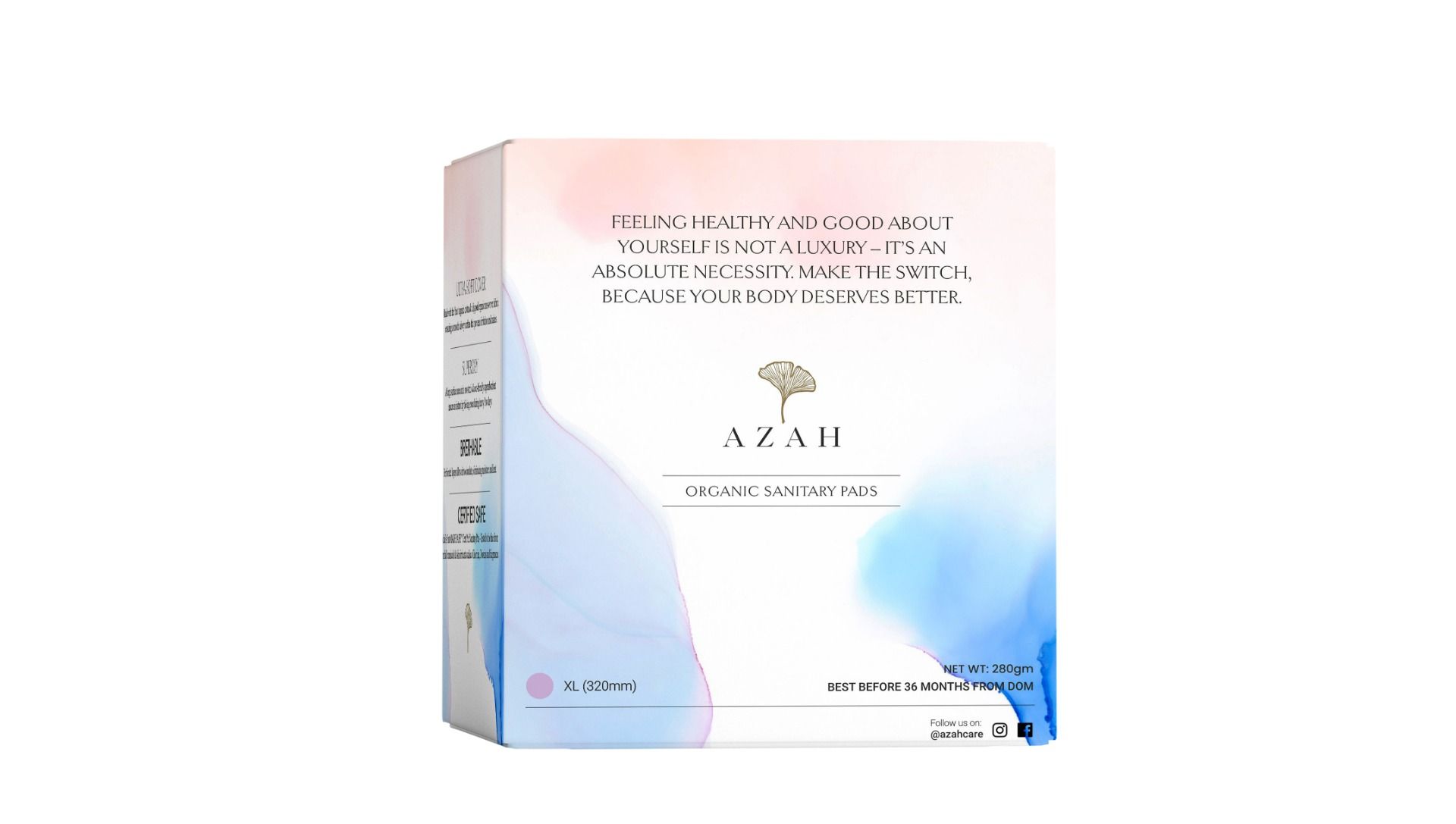 Azah Organic Sanitary Pads XL, 15 Count, Pack of 1 