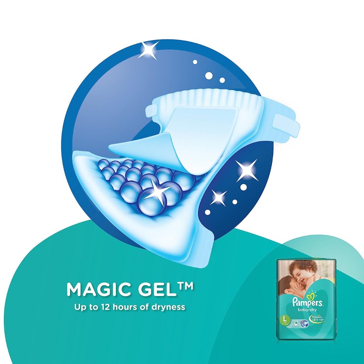 Pampers Baby Dry Diaper Pants Large, 18 Count, Pack of 1 Pampers Baby Dry Diaper Pants Large, 18 Count, Pack of 1