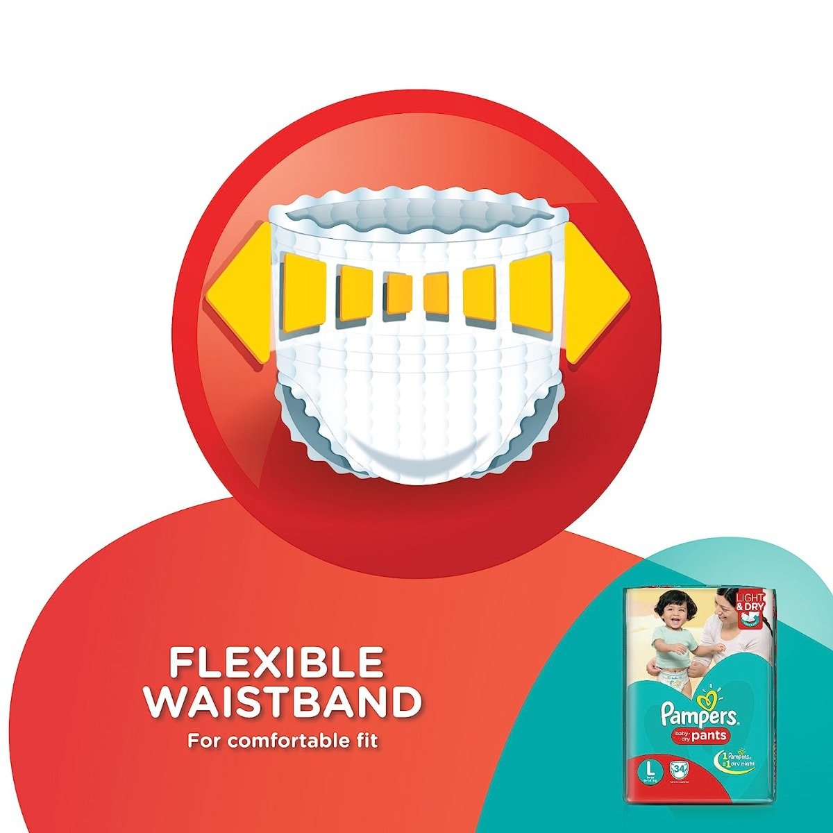 Pampers Baby Dry Diaper Pants Large, 34 Count, Pack of 1 Pampers Baby Dry Diaper Pants Large, 34 Count, Pack of 1