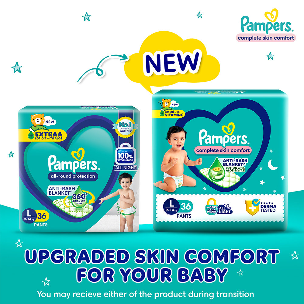Pampers Complete Skin Comfort Diaper Pants Large, 36 Count, Pack of 1 Pampers Complete Skin Comfort Diaper Pants Large, 36 Count, Pack of 1