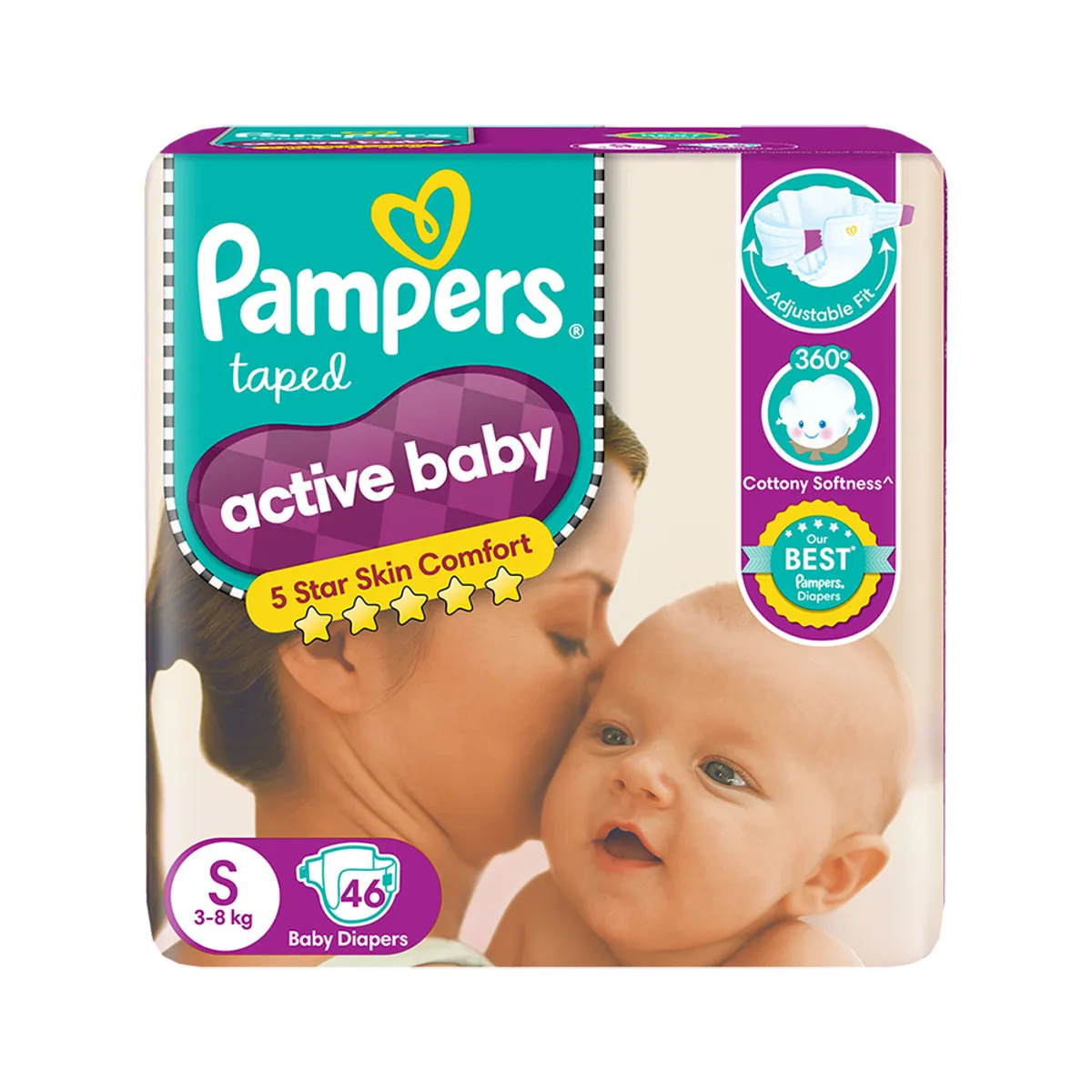 Buy Pampers Active Baby Taped Diapers Small, 46 Count 19 Minutes