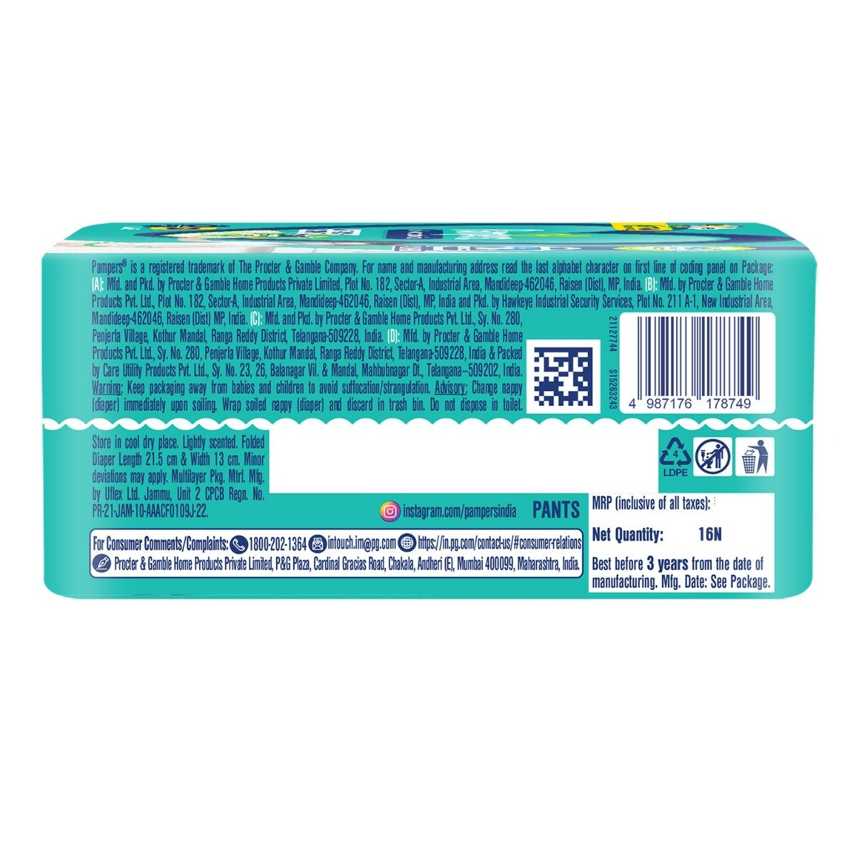 Pampers All-Round Protection Diaper Pants XL, 16 Count, Pack of 1 Pampers All-Round Protection Diaper Pants XL, 16 Count, Pack of 1
