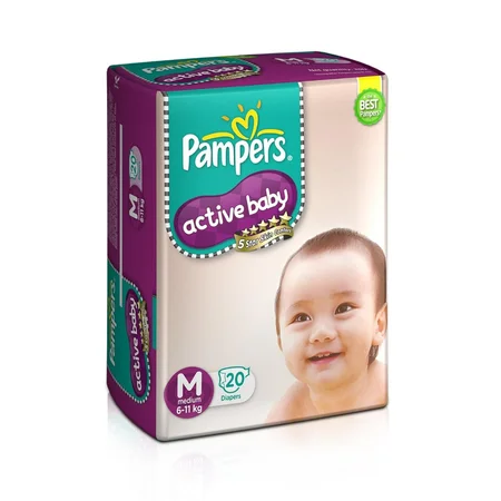 Pampers Active Baby Taped Diapers Medium, 20 Count
