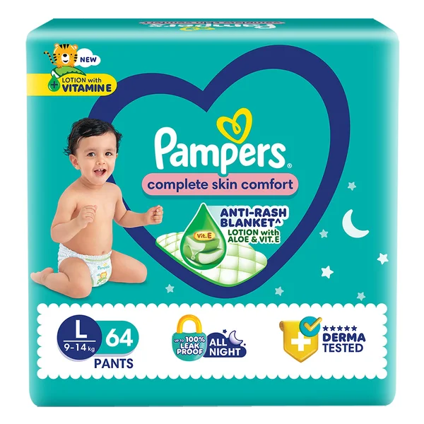 Pampers Complete Skin Comfort Diaper Pants Large, 64 Count, Pack of 1