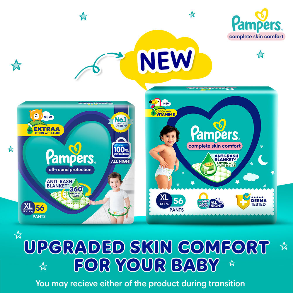 Pampers Complete Skin Comfort Diaper Pants XL, 56 Count, Pack of 1 Pampers Complete Skin Comfort Diaper Pants XL, 56 Count, Pack of 1