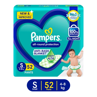 Pampers All-Round Protection Diaper Pants Small, 52 Count, Pack of 1