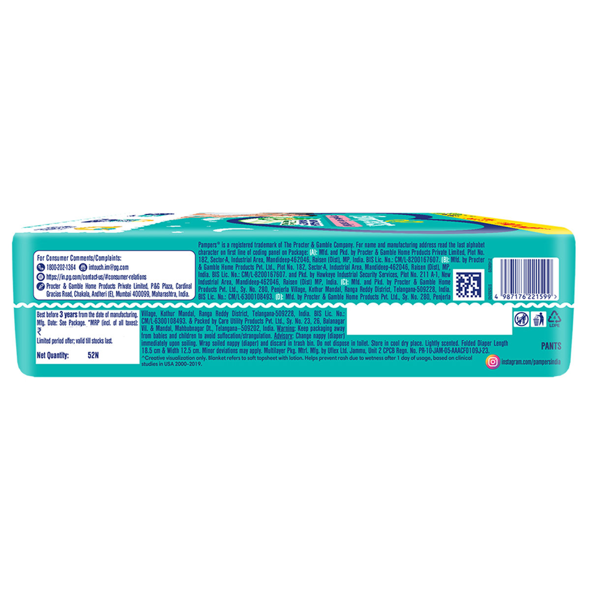 Pampers Complete Skin Comfort Diaper Pants Small, 52 Count, Pack of 1 Pampers Complete Skin Comfort Diaper Pants Small, 52 Count, Pack of 1