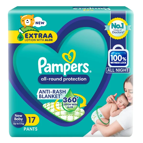 Pampers All-Round Protection Diaper Pants New Baby, 17 Count, Pack of 1
