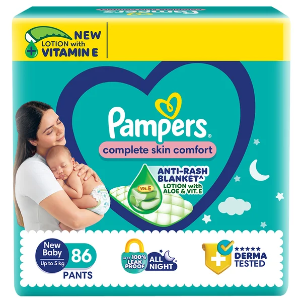 Pampers Complete Skin Comfort Diaper Pants New Baby, 86 Count, Pack of 1