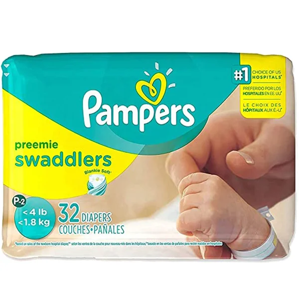 Pampers Preemie Swaddlers (P-2) 32 Count