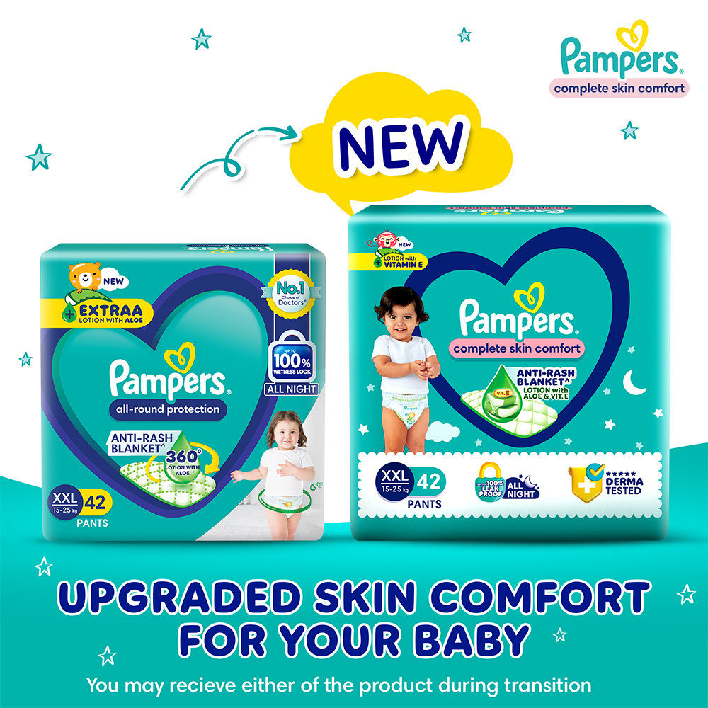Pampers Complete Skin Comfort Diaper Pants XXL, 42 Count, Pack of 1 Pampers Complete Skin Comfort Diaper Pants XXL, 42 Count, Pack of 1