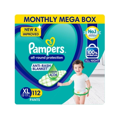 Pampers All-Round Protection Diaper Pants XL, 112 Count (2 x 56 Diapers), Pack of 1