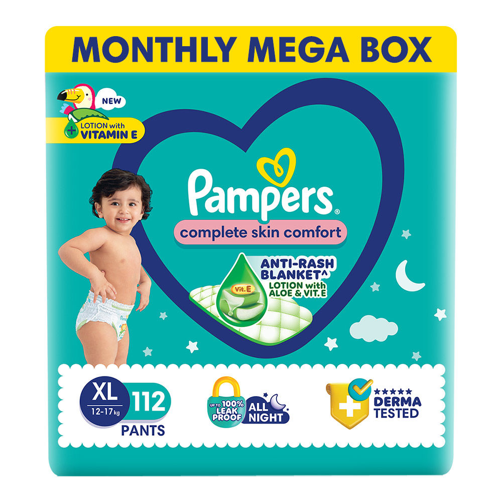 Pampers Complete Skin Comfort Diaper Pants XL, 112 Count (2x56 Diapers)