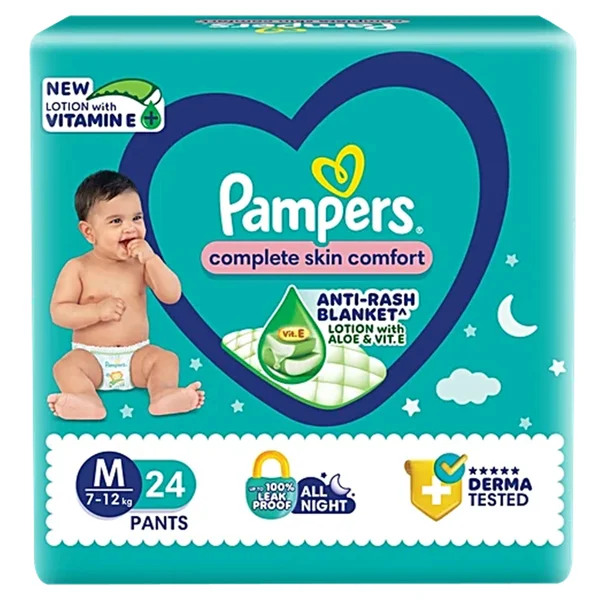 Pampers Complete Skin Comfort Diaper Pants Medium, 24 Count, Pack of 1