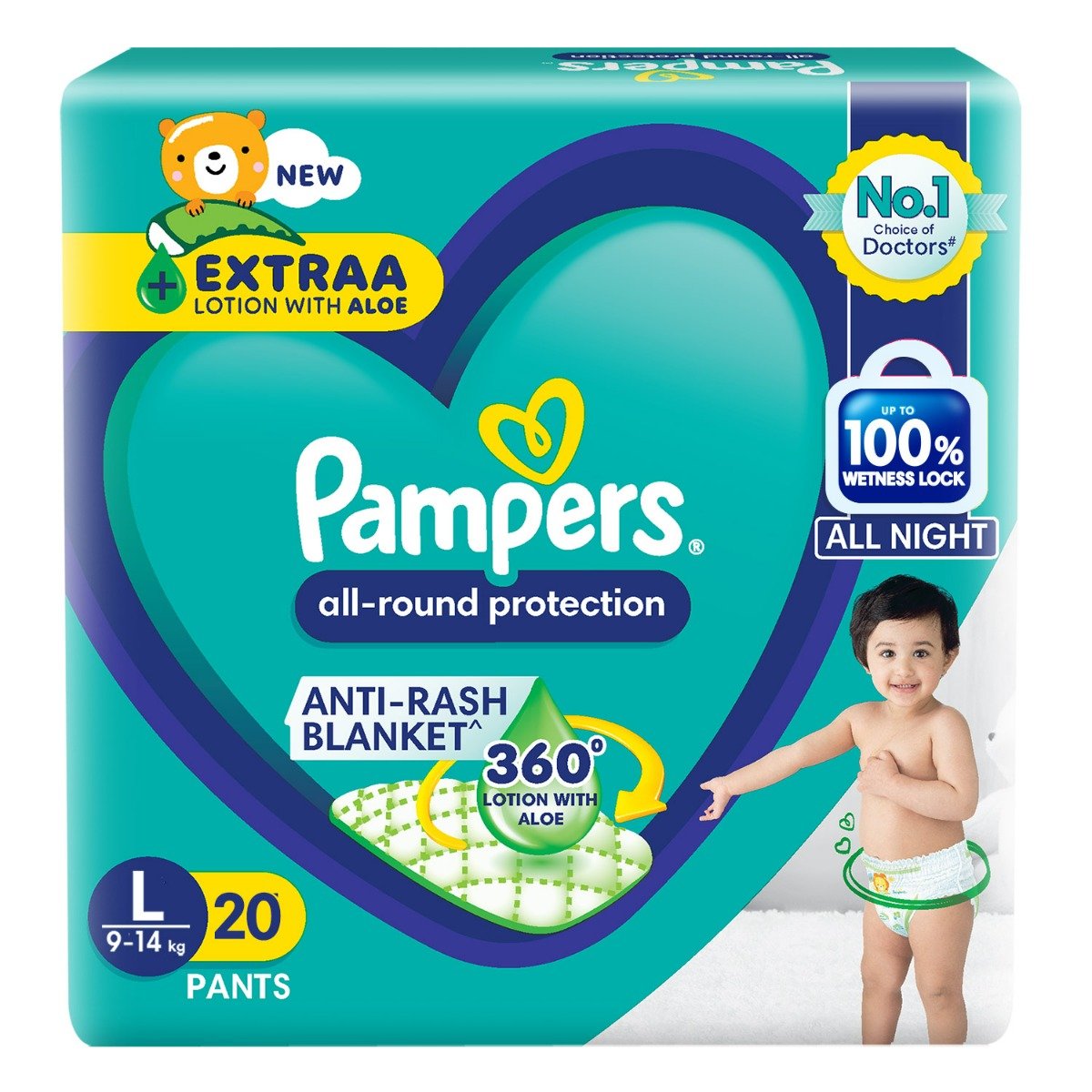 Pampers All-Round Protection Diaper Pants Large, 20 Count, Pack of 1 Pampers All-Round Protection Diaper Pants Large, 20 Count, Pack of 1