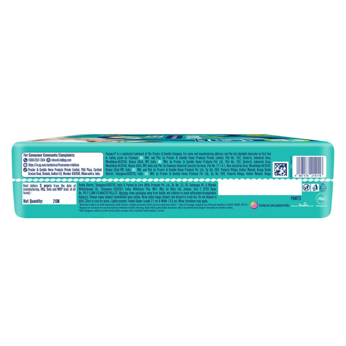 Pampers All-Round Protection Diaper Pants Large, 20 Count, Pack of 1 Pampers All-Round Protection Diaper Pants Large, 20 Count, Pack of 1