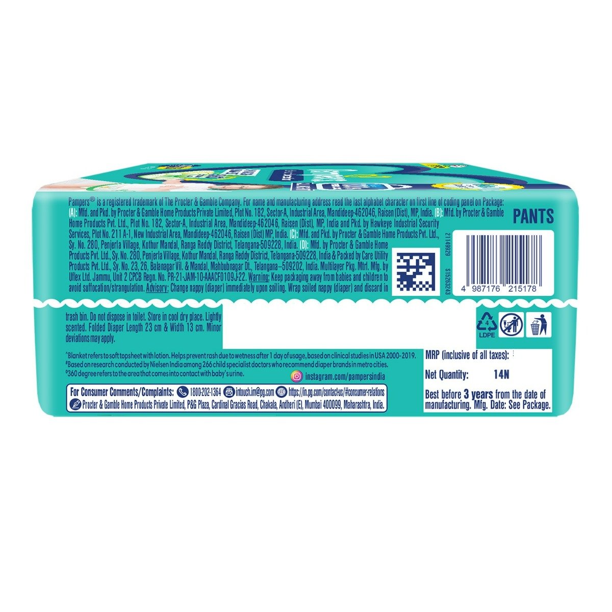 Pampers All-Round Protection Diaper Pants XXL, 14 Count, Pack of 1 Pampers All-Round Protection Diaper Pants XXL, 14 Count, Pack of 1