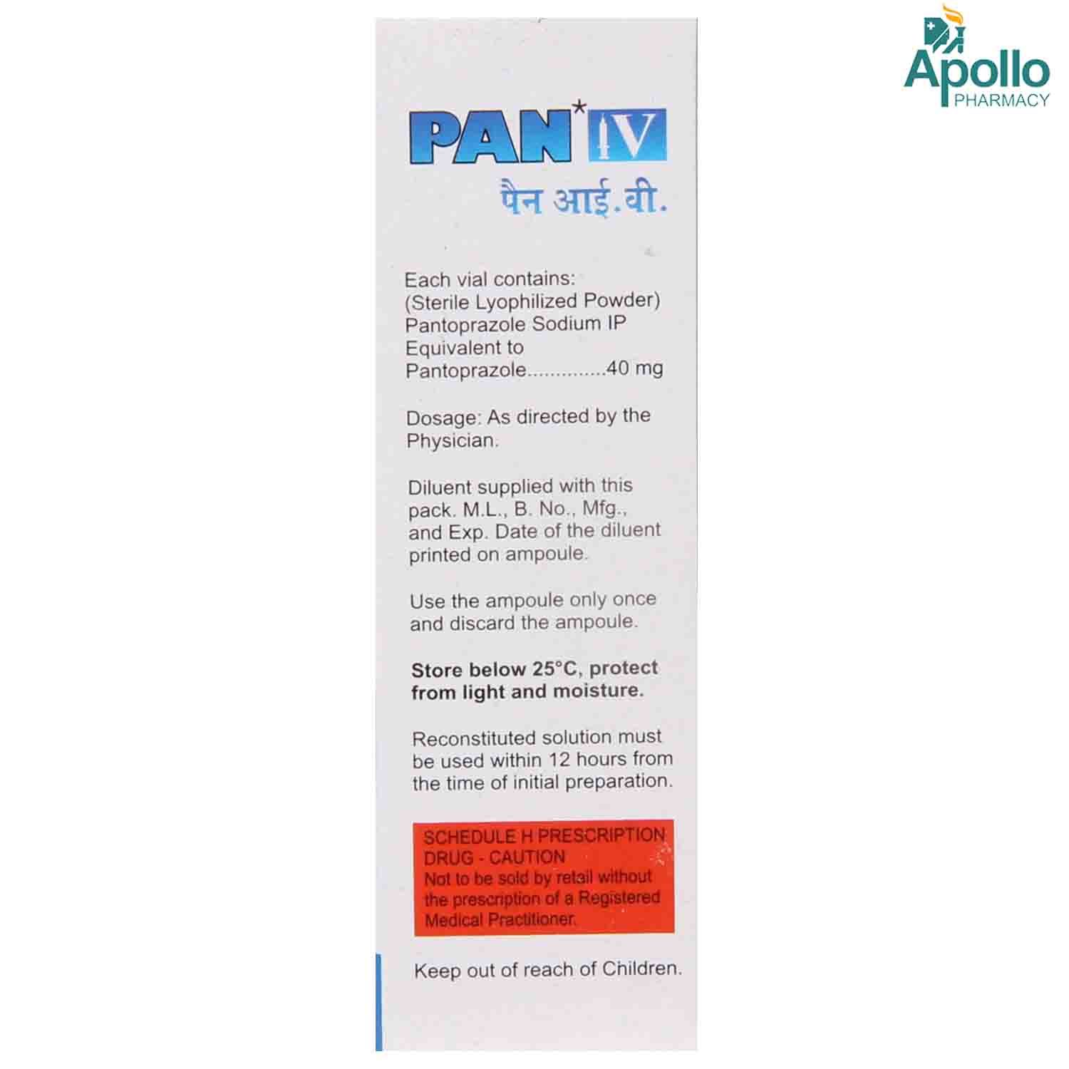 PAN IV Injection 1's Price, Uses, Side Effects, Composition Apollo
