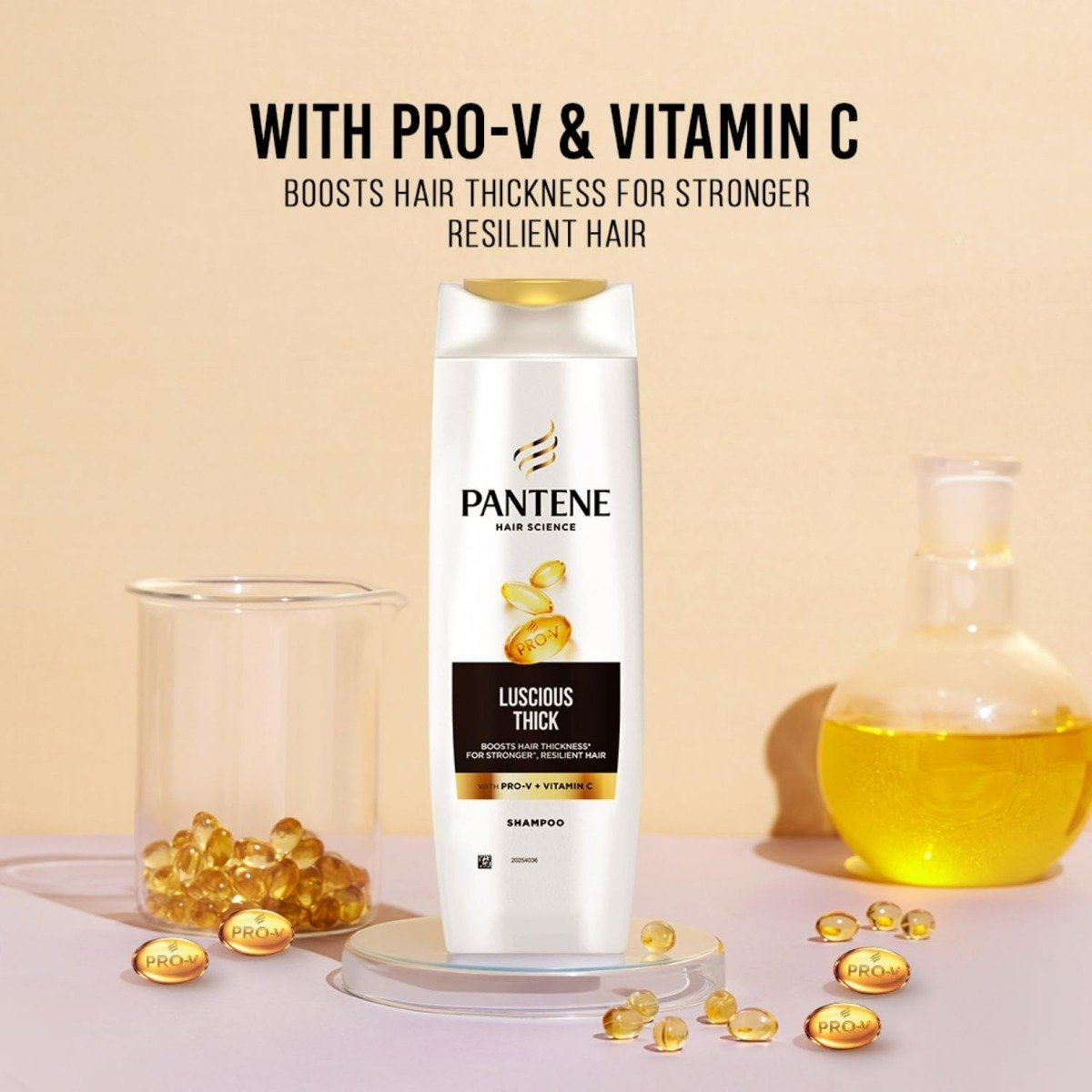 Pantene Hair Science Luscious Thick Shampoo with Pro-Vitamins & Vitamin C, 180 ml, Pack of 1 Pantene Hair Science Luscious Thick Shampoo with Pro-Vitamins & Vitamin C, 180 ml, Pack of 1