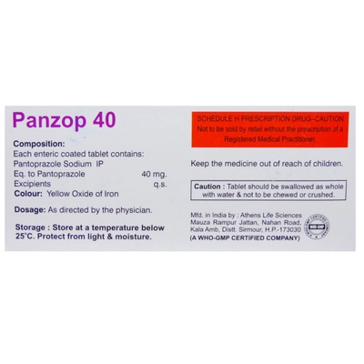 Panzop 40 mg Tablet 10's, Pack of 10 TABLETS