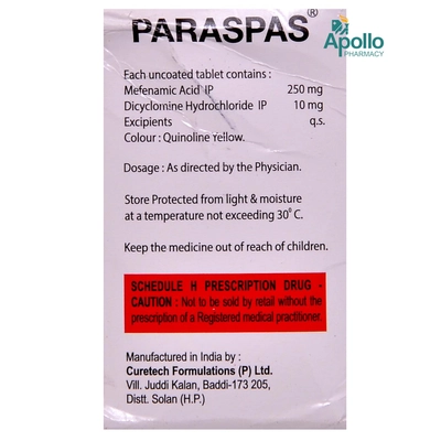 PARASPAS TABLET, Pack of 10 TABLETS