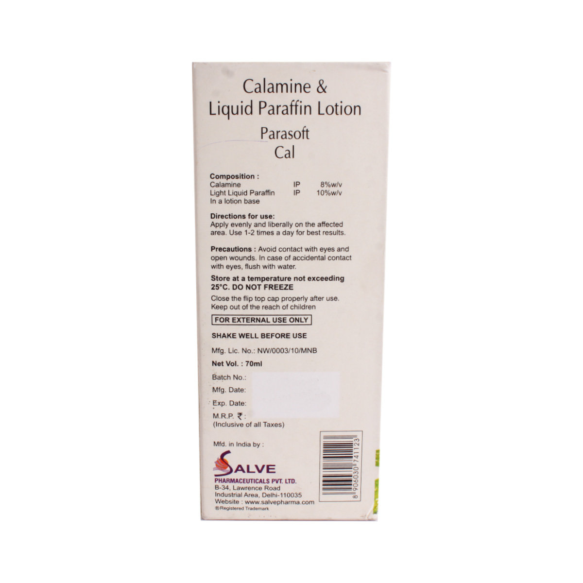 Parasoft Cal Lotion 70 ml, Pack of 1 Lotion Parasoft Cal Lotion 70 ml, Pack of 1 Lotion