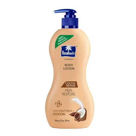 Parachute Advansed Cocoa Repair Body Lotion 400 ml | Coconut Milk & Coacoa | Heals & Restore Dry Skin During Winter | 72 Hrs Of Moisturization | For Very Dry Skin
