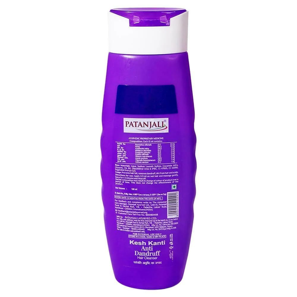 Patanjali Kesh Kanti Anti-Dandruff Hair Cleanser Shampoo, 180 ml, Pack of 1 Patanjali Kesh Kanti Anti-Dandruff Hair Cleanser Shampoo, 180 ml, Pack of 1