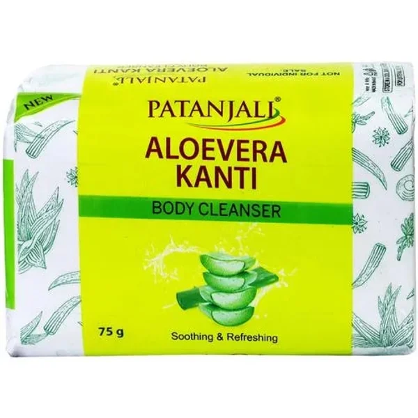 Patanjali Aloe Vera Kanti Body Cleanser 75 gm | Moisturises, Refreshes, Rejuvenates Skin | Remove Dryness, Pack of 1