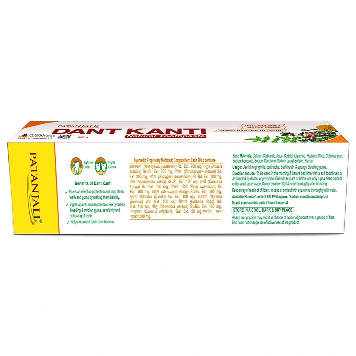 Patanjali Dant Kanti Natural Toothpaste, 200 gm, Pack of 1 Patanjali Dant Kanti Natural Toothpaste, 200 gm, Pack of 1