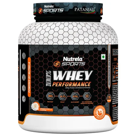 Patanjali Nutrela Sports Whey Performance French Vanilla Flavour Powder, 2 kg