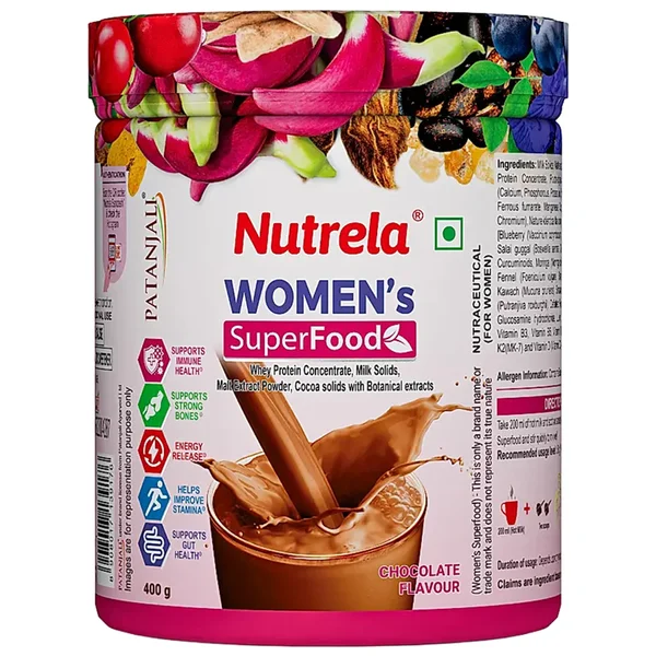 Patanjali Nutrela Womens Superfood Chocolate Flavour Powder, 400 gm