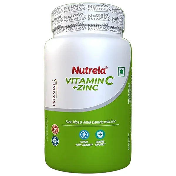 Patanjali Nutrela Vitamin C + Zinc, 60 Tablets, Pack of 1
