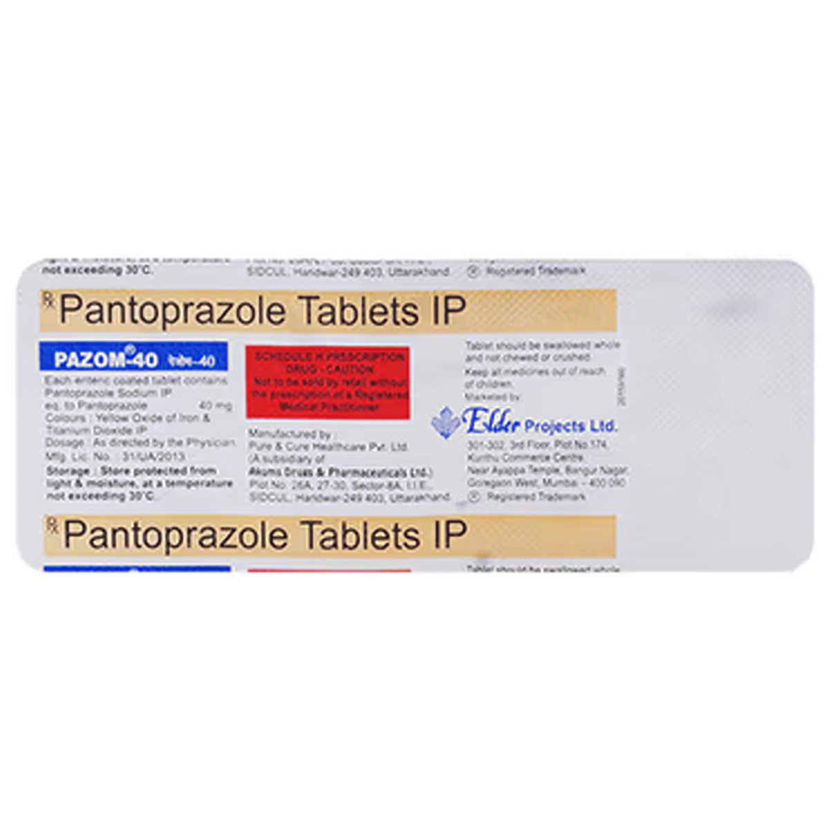 Pazom 40 mg Tablet 10's, Pack of 10 TABLETS Pazom 40 mg Tablet 10's, Pack of 10 TABLETS