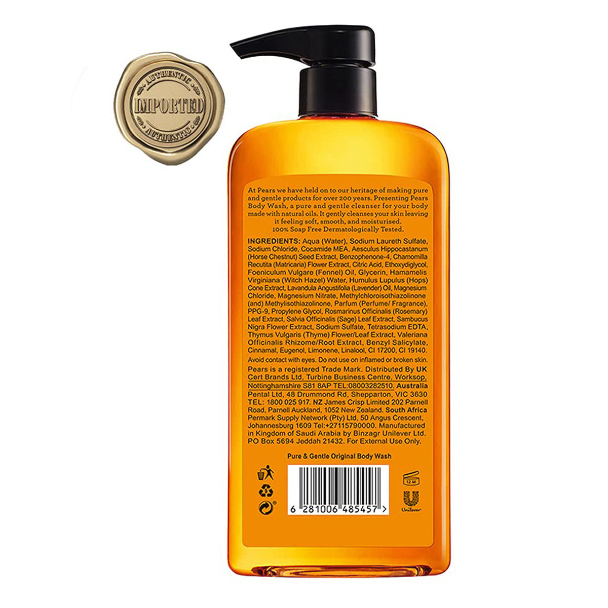 PEARS Pure & GENTLE Body Wash 750 Ml – Mit Zitronenblütenextrakt, Sanfte Reinigung