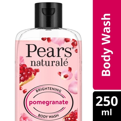 Pears Naturale Brightening Pomegranate Body Wash, 250 ml | 98% Pure Glycerin, Pomegrante &amp; Rose Extract | Gentle Skin Cleansing | For Brighter &amp; Glowing Skin, Pack of 1