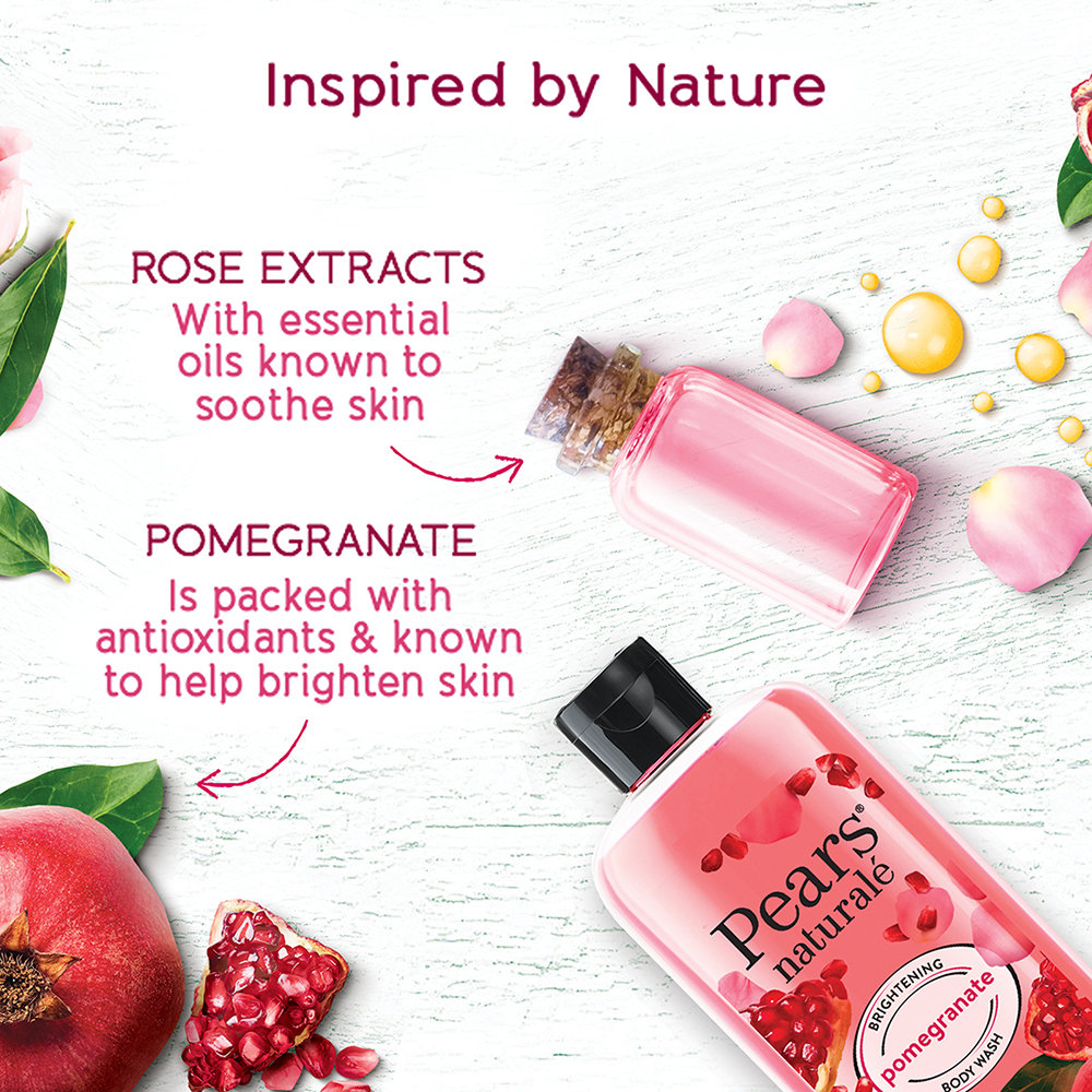 Pears Naturale Brightening Pomegranate Body Wash, 250 ml | 98% Pure Glycerin, Pomegrante & Rose Extract | Gentle Skin Cleansing | For Brighter & Glowing Skin, Pack of 1 Pears Naturale Brightening Pomegranate Body Wash, 250 ml | 98% Pure Glycerin, Pomegrante & Rose Extract | Gentle Skin Cleansing | For Brighter & Glowing Skin, Pack of 1