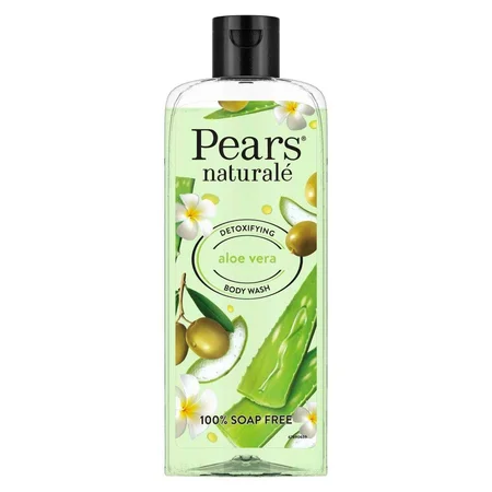 Pears Naturale Detoxifying Aloe Vera Body Wash 250 ml | 98% Pure Glycerin, Aloe Vera & Olive Oil | Gentle Skin Cleansing | For Refreshed & Glowing Skin