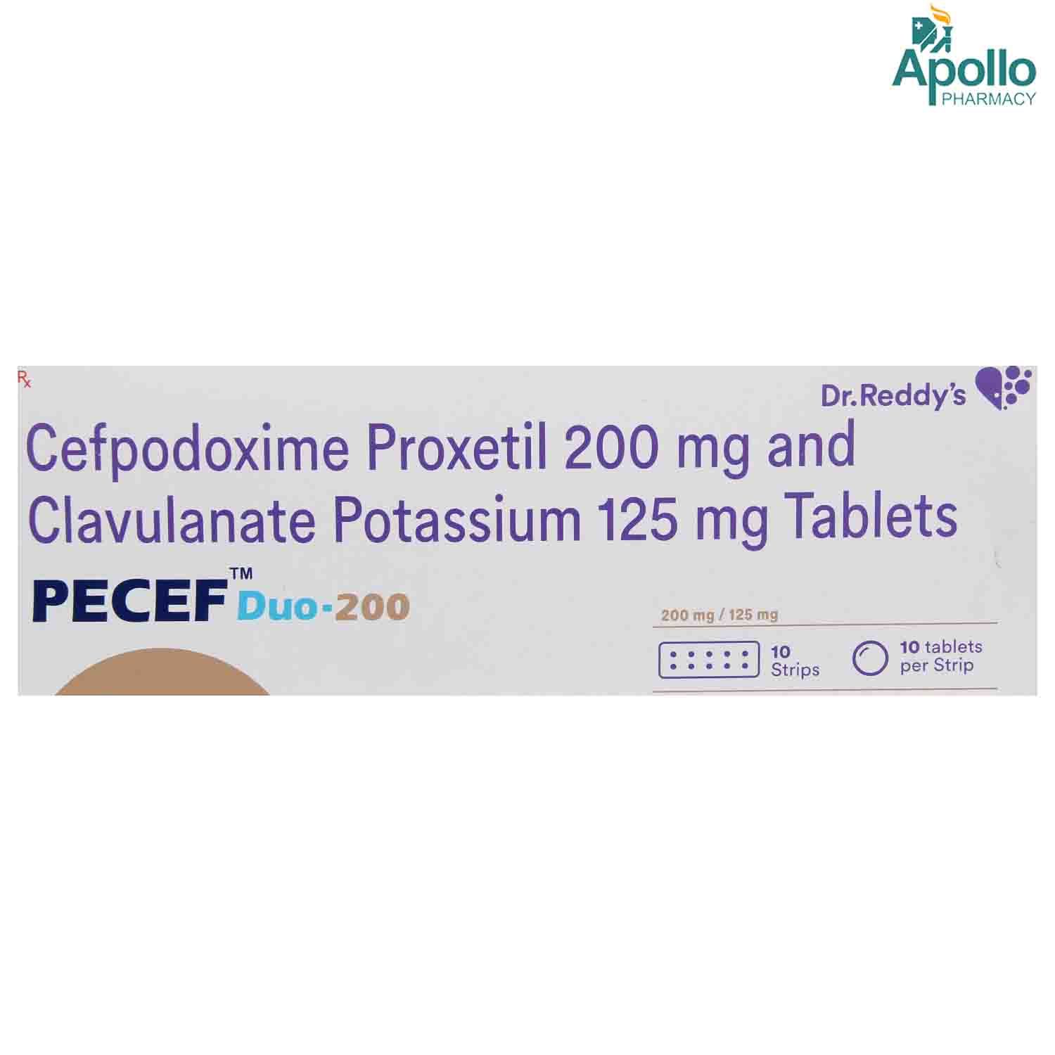 Buy Pecef Duo-200 Tablet 10's Online