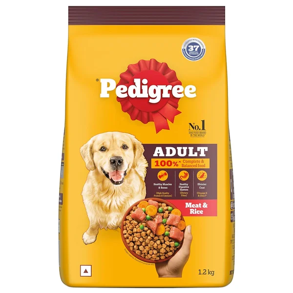 Pedigree Adult Dog Food With Meat & Rice, 1.2 kg