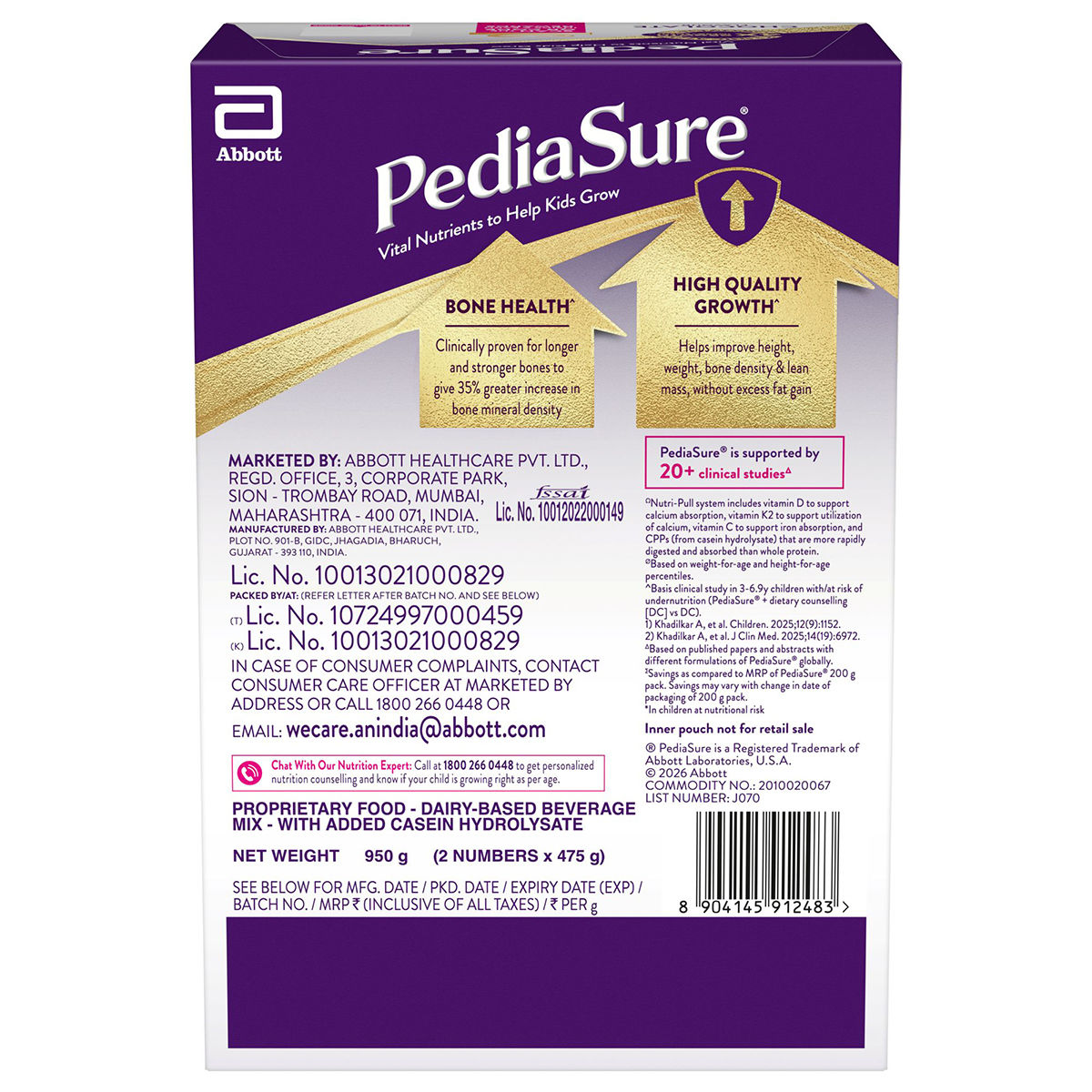 Buy Pediasure Chocolate Flavour Nutrition Powder for Kids Growth, 950 ...