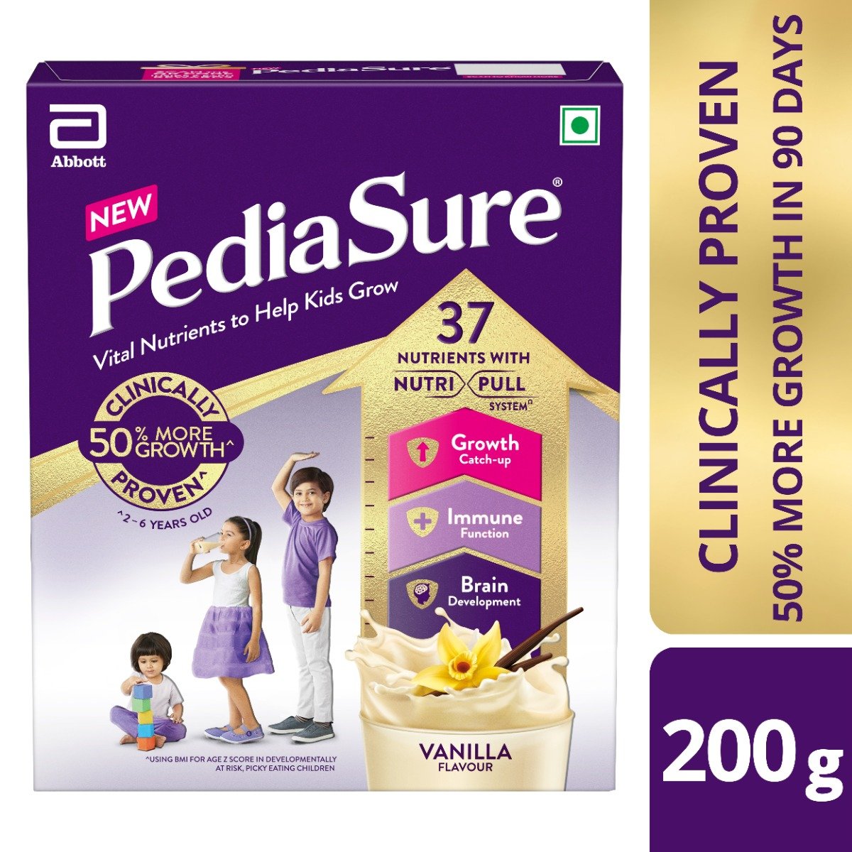 Pediasure Vanilla Flavour Nutrition Powder for Kids Growth, 200 gm, Pack of 1 Pediasure Vanilla Flavour Nutrition Powder for Kids Growth, 200 gm, Pack of 1
