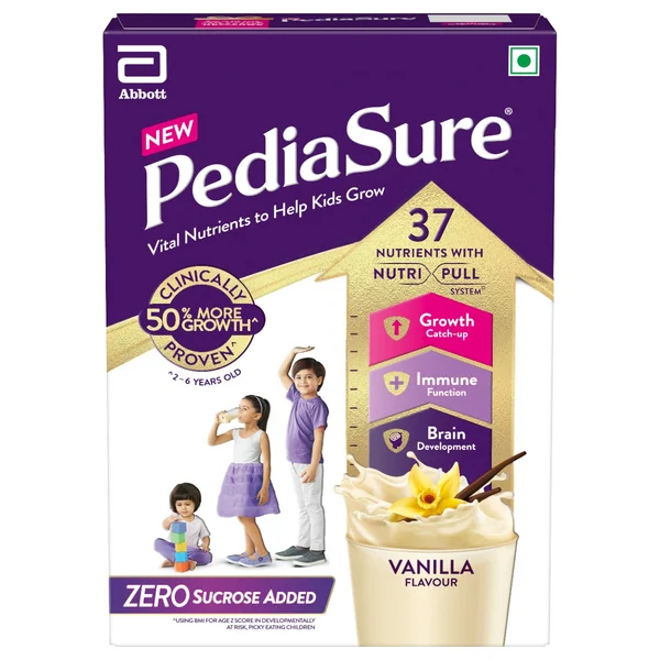 Pediasure Zero Sucrose Added Vanilla Flavour Powder for Kids, 400 gm, Pack of 1