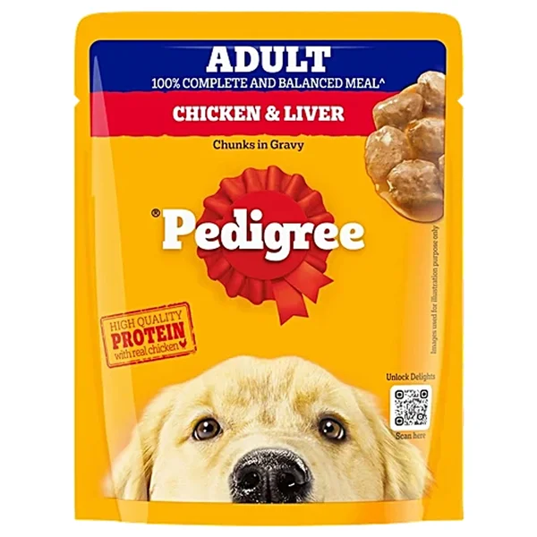 Pedigree Adult Chicken&Liver Chunks In Gravy, 70 gm