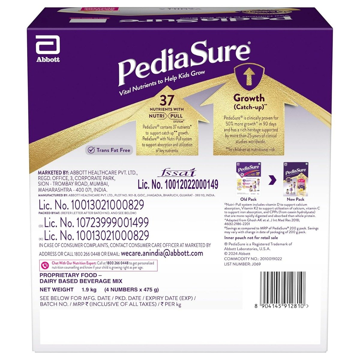 Pediasure Vanilla Flavour Nutrition Powder for Kids Growth, 1.9 kg, Pack of 1 Pediasure Vanilla Flavour Nutrition Powder for Kids Growth, 1.9 kg, Pack of 1