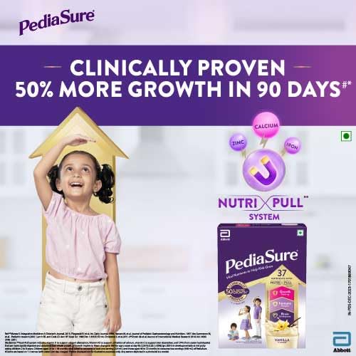 Pediasure Vanilla Flavour Nutrition Powder for Kids Growth, 1.9 kg, Pack of 1 Pediasure Vanilla Flavour Nutrition Powder for Kids Growth, 1.9 kg, Pack of 1