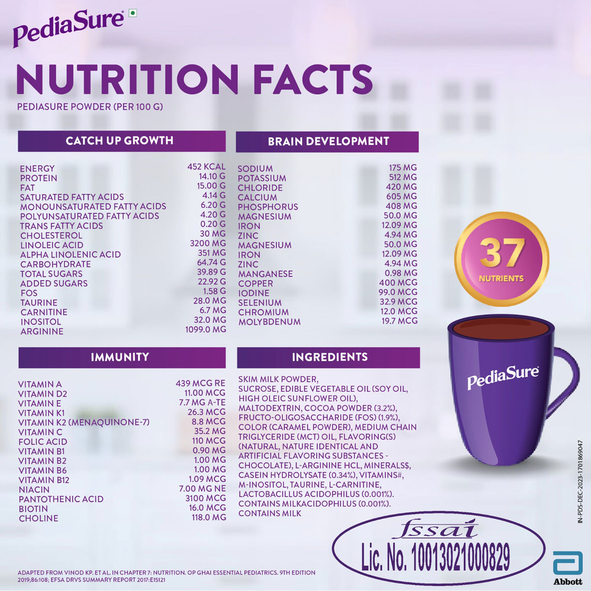 Pediasure Chocolate Flavour Nutrition Powder for Kids Growth, 375 gm Refill Pack, Pack of 1 Pediasure Chocolate Flavour Nutrition Powder for Kids Growth, 375 gm Refill Pack, Pack of 1